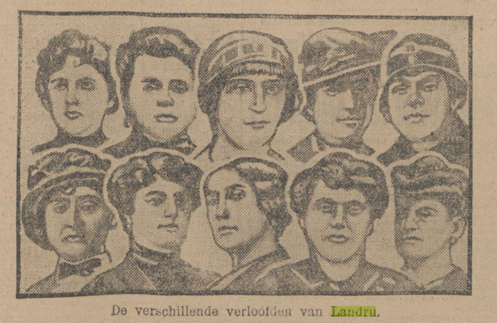 "De vrouwen van Landru" volgens "Rotterdams Nieuwsblad" 9-11-1921